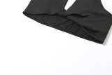 Fall Casual 3 Pcs Sets Solid Backless Sexy Tank Top Long Sleeve Shawl Pants Set