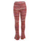 Fluff Colorblock Patchwork Stacked Pants