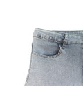 Fashion Women's Denim Pants Mid Waist Distressed Mullti Pockets Straight Jeans