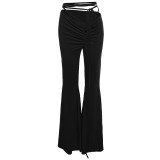 Sexy Low Waist Pleated Skinny Long Flared Pants