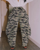 Casual Camouflage Print Wide Leg Pants