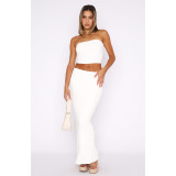 Women Y2K 2 Piece Tube Top Off Shoulder Crop Top Skirts Outfits