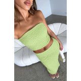 Women Y2K 2 Piece Tube Top Off Shoulder Crop Top Skirts Outfits