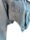 (Available on 11th) Irregular Short Denim Jackets Tops