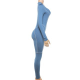 Casual Sport Long Sleeve Tight Jumpsuit
