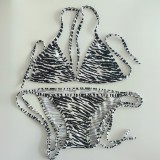 (No Padding) Women's Swimsuit Floral Straps Sexy Beach Bikini Set
