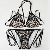 (No Padding) Women's Swimsuit Floral Straps Sexy Beach Bikini Set