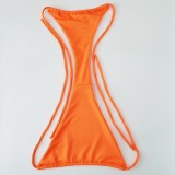 Women Shirred Frilled Smocked Padded Bandeau Cutout Two Piece Bikini Swimsuit