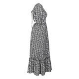 Floral Lace-Up Off-Shoulder Midi Dress