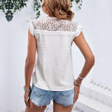 Amazon hot-selling Splicing Tops Women's Lace Sleeves Shirt