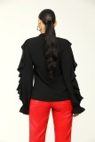Long Sleeve Shirt Decorated With Ruffles