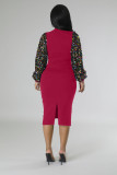 Fashion Elegant OL Solid Sequin Lantern Sleeves Bodycon Split Dress