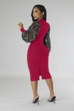 Fashion Elegant OL Solid Sequin Lantern Sleeves Bodycon Split Dress