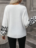 Graphic Pattern Drop Shoulder Sweater