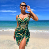 2024 Designer Printing Halter High Waist Swimsuit Cover Ups Bathing Suits For Women