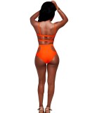 Separated Sexy Hollow Strap High Waist Bikini Swimsuit