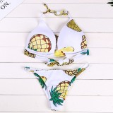 Summer Beach Hollow Swimsuit Pineapple Print Bikini Swimwear