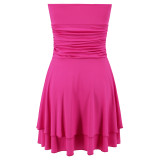 Sexy Strapless Tube Top Short Skirt Pleated Bodycon Dresses