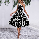 Dresses for Women Allover Print One Shoulder Pleated Dress Dresses