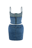 (PreOrder On 18th Available)Take It Slow Denim Top & Skirt SET