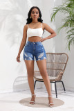Womens Cut Off Ripped Distressed High Wasited Stretchy Denim Shorts