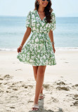 Spring/Summer Elegant Printed Short Sleeve Dresses