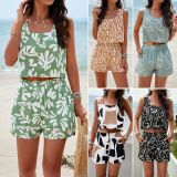 New Womens Fashion Printed Vest Suit