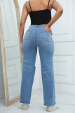 Women's Sexy Denim Trousers Street High-Rise Ripped Washed Jeans