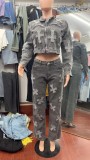 Cross Washed Western Stretch Casual Denim Long Suits