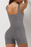 Casual Sleeveless Backless Solid Color Skinny Athletic 1 Piece Rompers