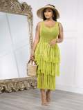 (PreOrder)Fashion Knitted Handhook Sleeveless Beach Fringe Mesh Cover Up Dress