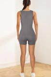 Solid Color Sleeveless One Piece Rompers