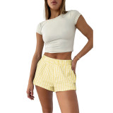Casual Y2K Pajamas Shorts Soft Plaid Print Shorts Pajama Bottoms