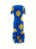 African Printed Dress Multi-layer Fishtail Long Dresses