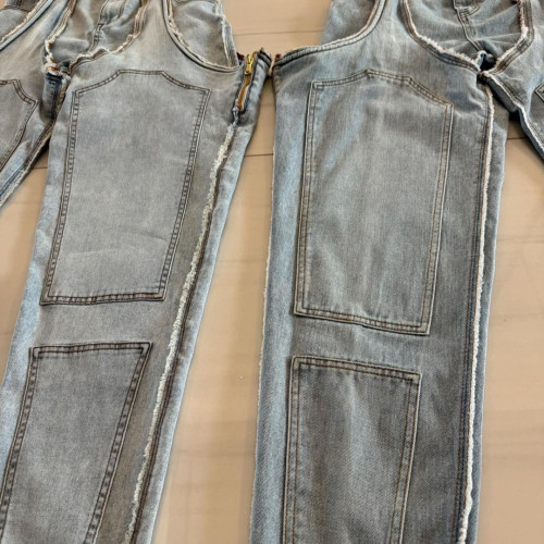 (Pre-Order)Irregular Hollow Patchwork Zipper Stretch Jeans