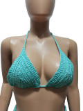 Summer Knitted Halter Beach Bikini Three Piece Set