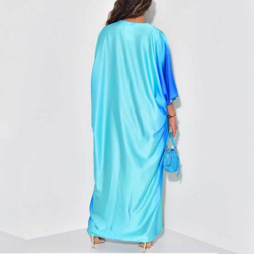 Women's Short Batwing Sleeve V Neck Tie Dye Printed Bodycon Casual Dress