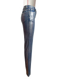 (Pre Order)Hot Stamping Silver Skinny Jeans