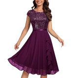 Casual Round Neck Sequin Swing Bridesmaid Dresses Party Prom Dress
