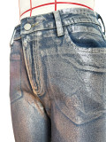 (Pre Order)Hot Stamping Silver Skinny Jeans