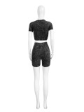 (Pre Order22/5)Skin-friendly Cotton Washed Distressed High-waisted Two-piece Set