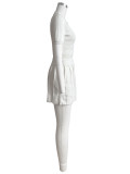 (Pre Order 27/5)Woolen Sports Lapel Buttoned Pleated Skirt Set