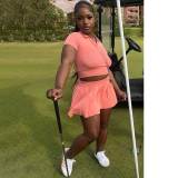 Woolen Sports Lapel Buttoned Pleated Skirt Set