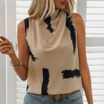 Sleeveless Swing Collar Basic Shirt