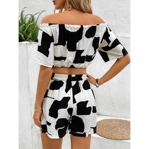 Sexy Off Shoulder Two Piece Shorts Set
