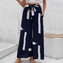 Fashion Trousers Printed High Waist Wide Leg Pants