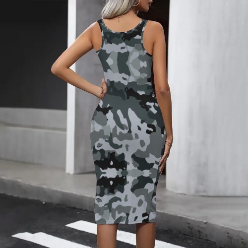 Casual Digital Printing Dress Straps Square Neck Midi Dresses
