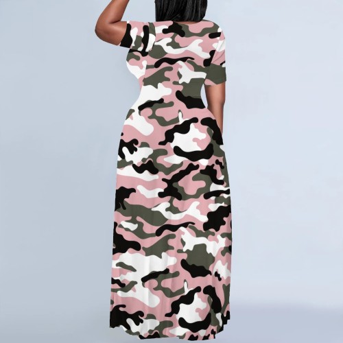 Casual Digital Printing Short Sleeve Maxi Dresses