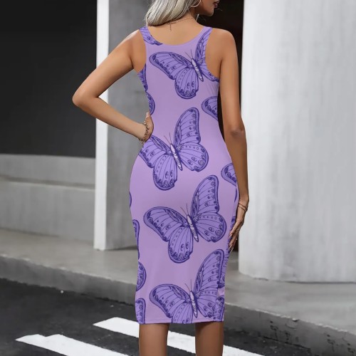 Casual Digital Printing Sleeveless Midi Dresses