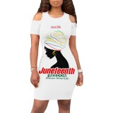 Casual Digital Printing Short Sleeve Cold Shoulder Club Dresses
